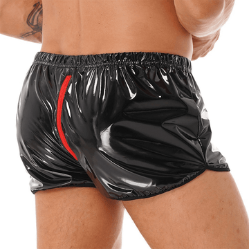 Men's Pole Dance Clubwear Rave Shorts / Elastic Waistband Wet Look Zipper Crotch Short Pants - EVE's SECRETS